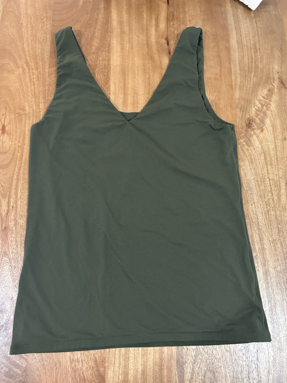 White House Black Market Olive Green V-Neck Tank Top